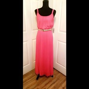 Pink Greek Goddess Maxi Pleated Dress